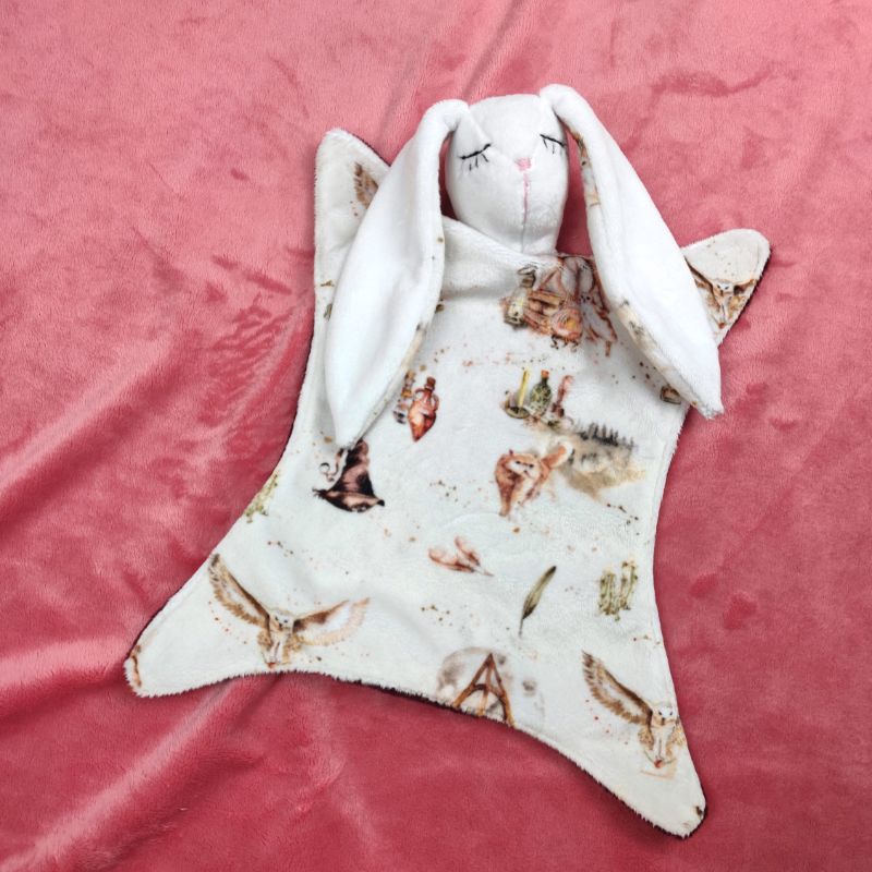 baby wizard bunny comforter minky coral