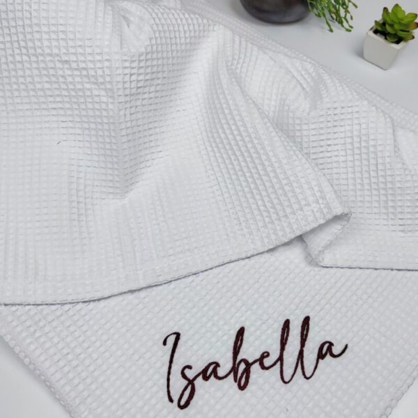 Personalized Waffle Blanket White