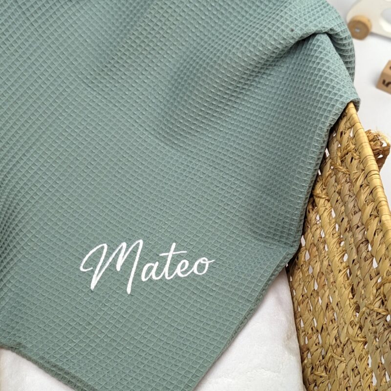 personalized cotton waffle blanket