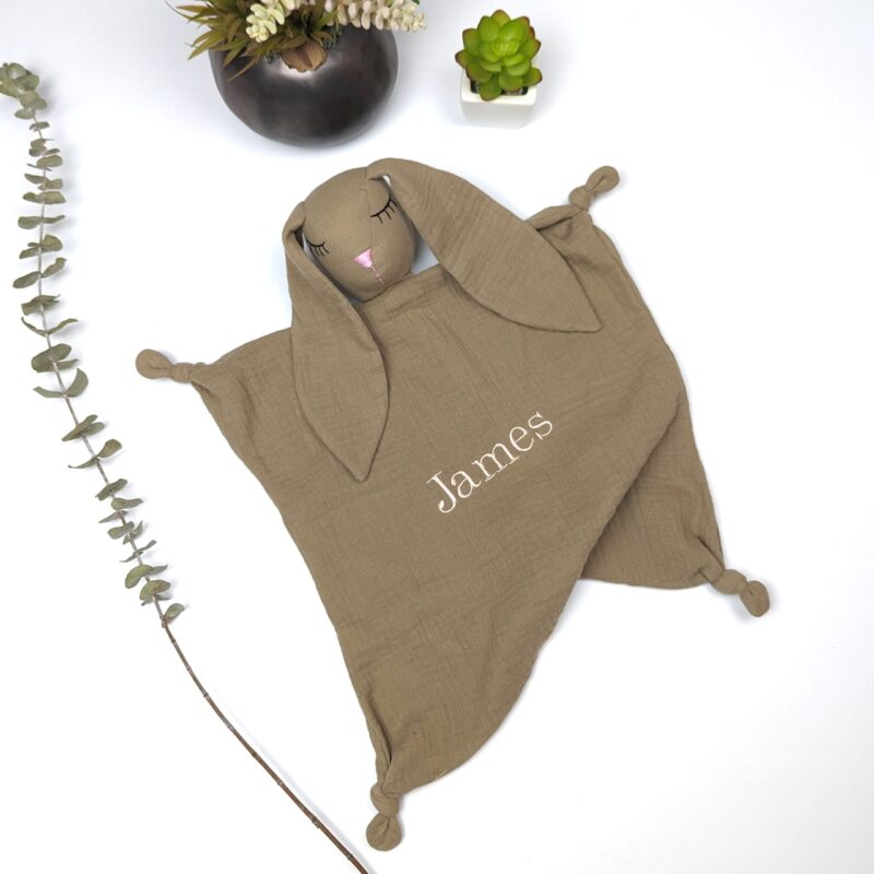personalized muslin sleeping toy