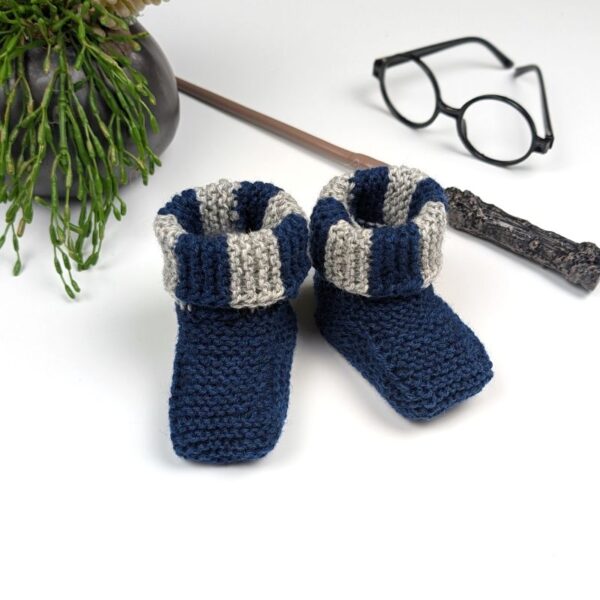 wizard baby booties blue
