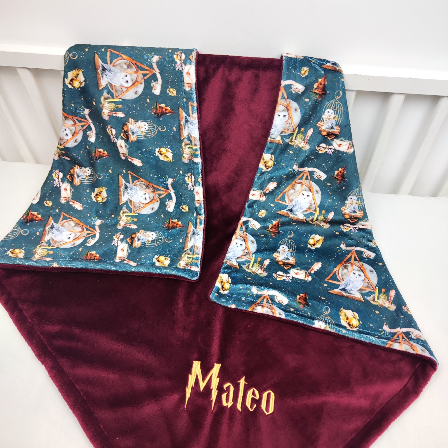 personalized red hp blanket
