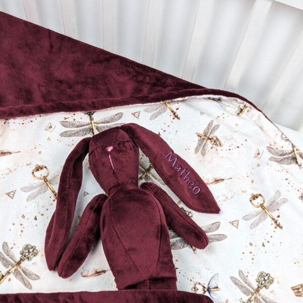 handmade bunny plushy burgundy