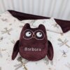 personalized owl toy burgundy