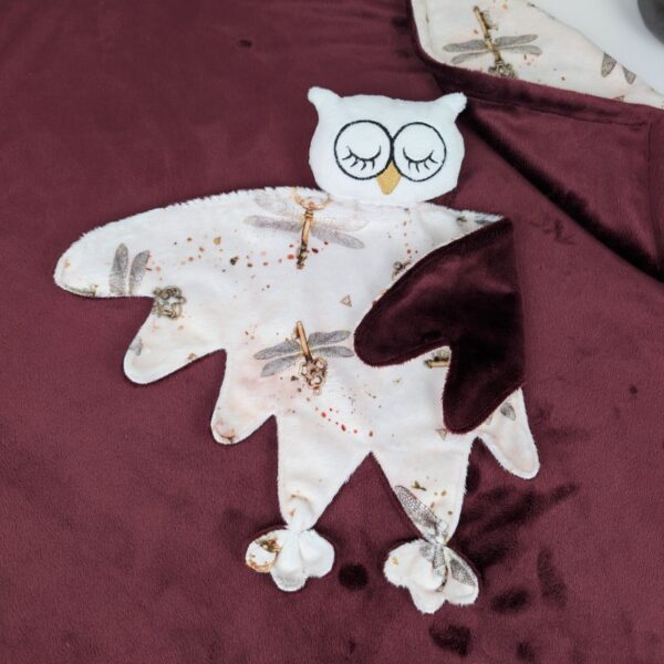 white owl minky comforter