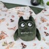 green minky owl toy
