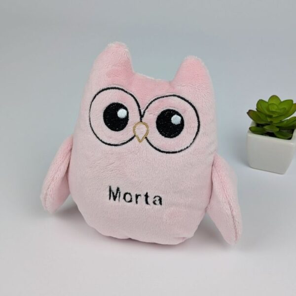 personalized owl plushy pink
